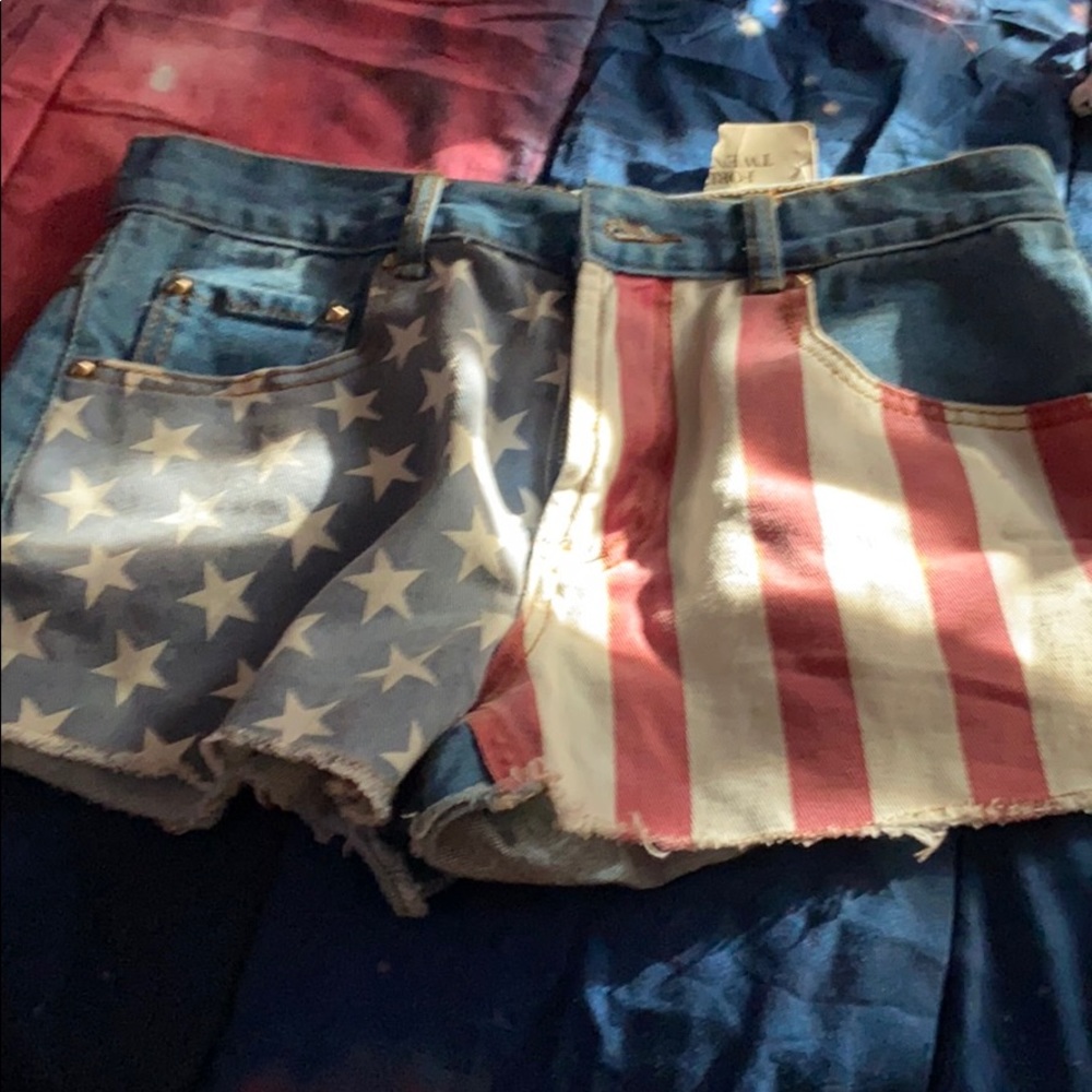 Forever 21 Denim Flag Shorts